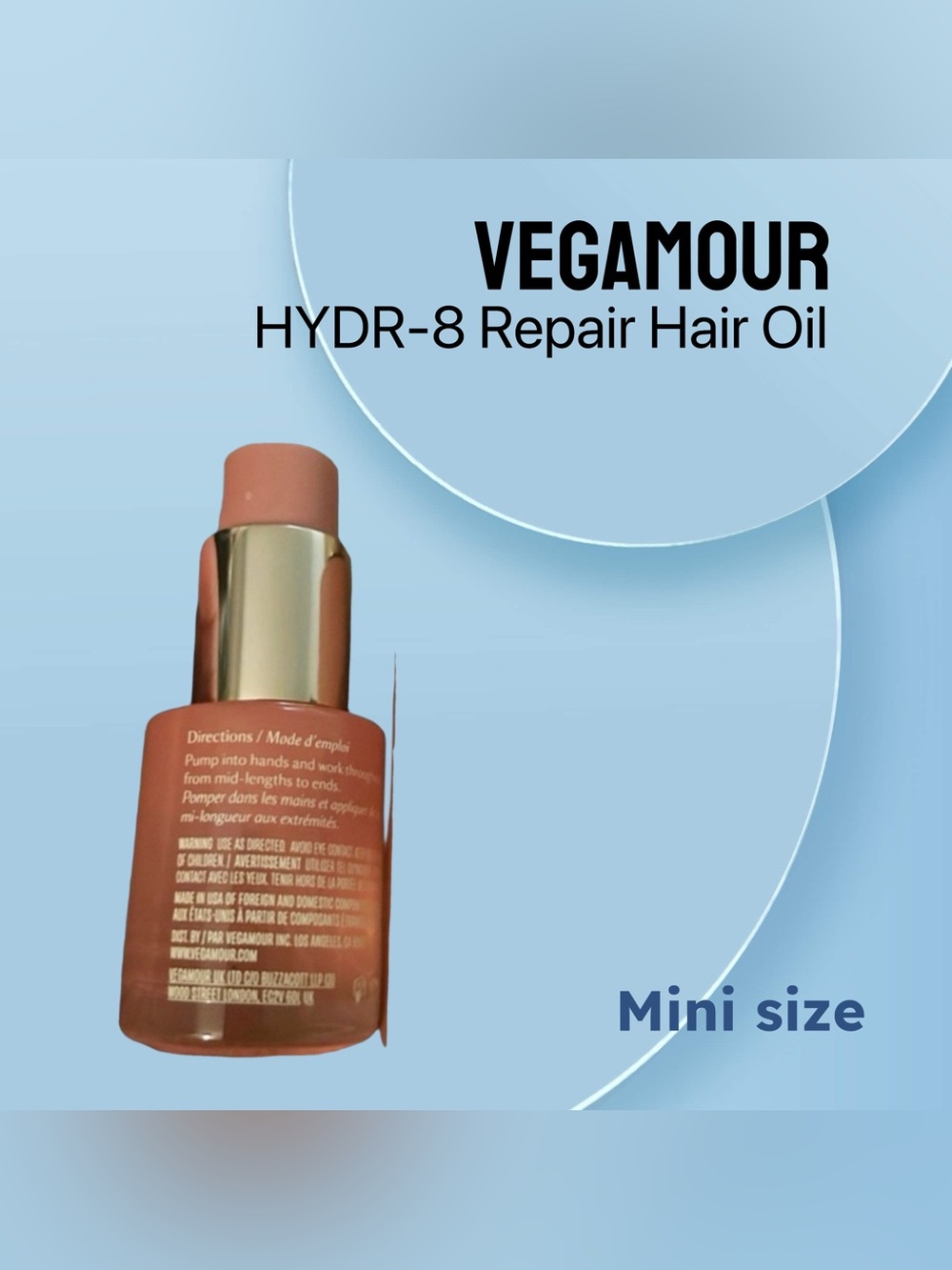 ⬇️🇬🇧🆕NWOB VEGAMOUR |MINI| Clean & lightweight HYDR-8 Repair Hair Oil*